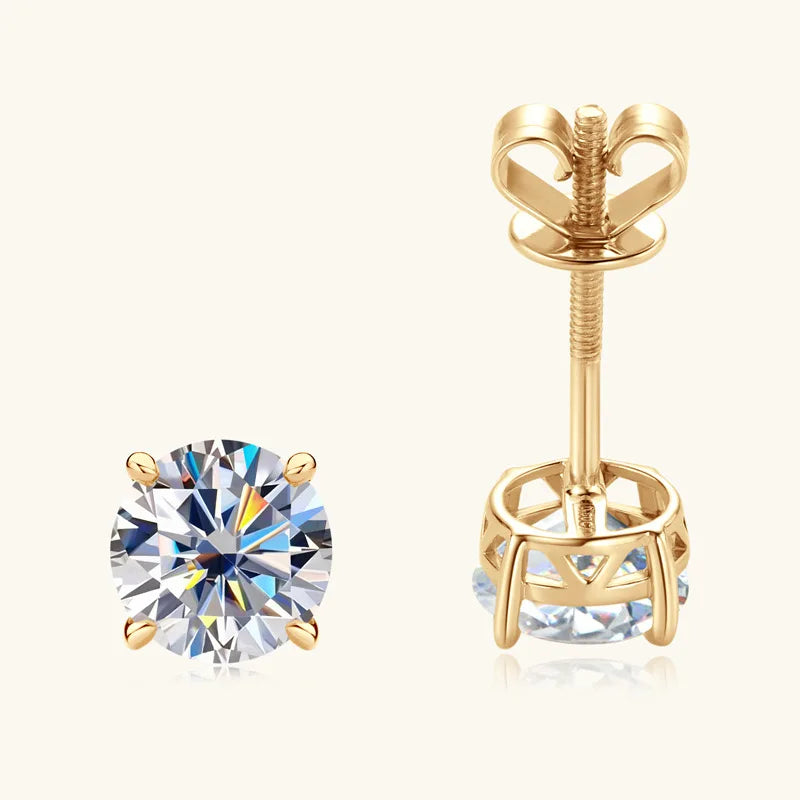 Lustré Moissanite Stud Screwback Earrings 10/14K GOLD