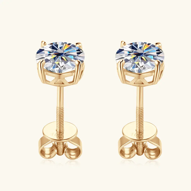 Lustré Moissanite Stud Screwback Earrings 10/14K GOLD