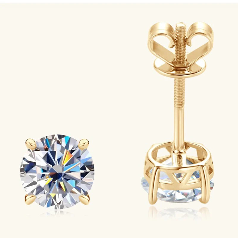 Lustré Moissanite Stud Screwback Earrings 10/14K GOLD
