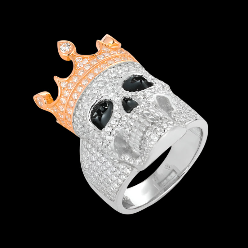 Lustré Moissanite Crown Skull Ring