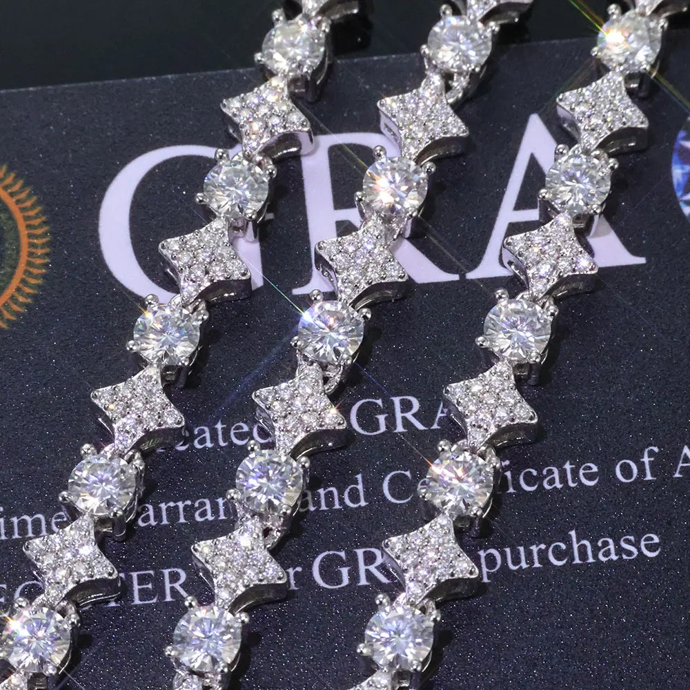 Lustré Moissanite Star Tennis Chain 14K Gold
