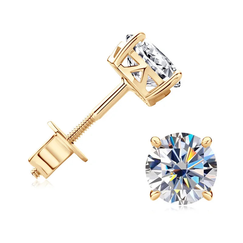 Lustré Moissanite Stud Screwback Earrings 10/14K GOLD