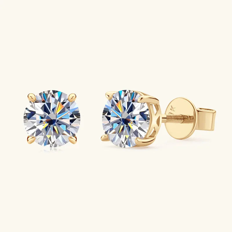 Lustré Moissanite Stud Screwback Earrings 10/14K GOLD