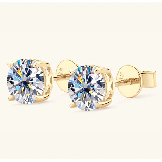 Lustré Moissanite Stud Screwback Earrings 10/14K GOLD