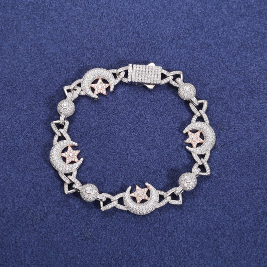 Lustré Moissanite VVS Star Moon Bracelet