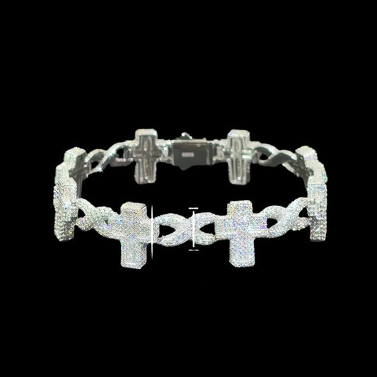 Lustré Moissanite Cross Bracelet 14k Gold