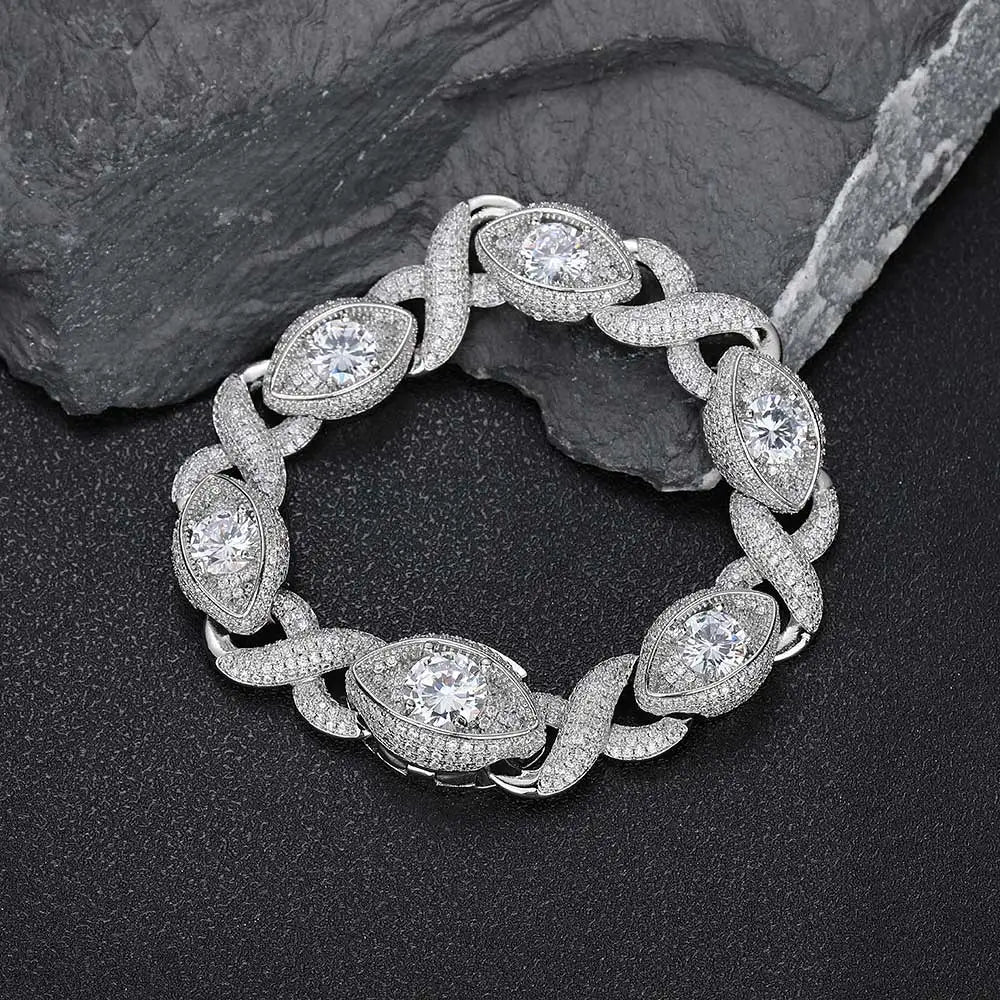 Lustré Moissanite Evil Eye Cut Chain/Bracelet 14k GOLD