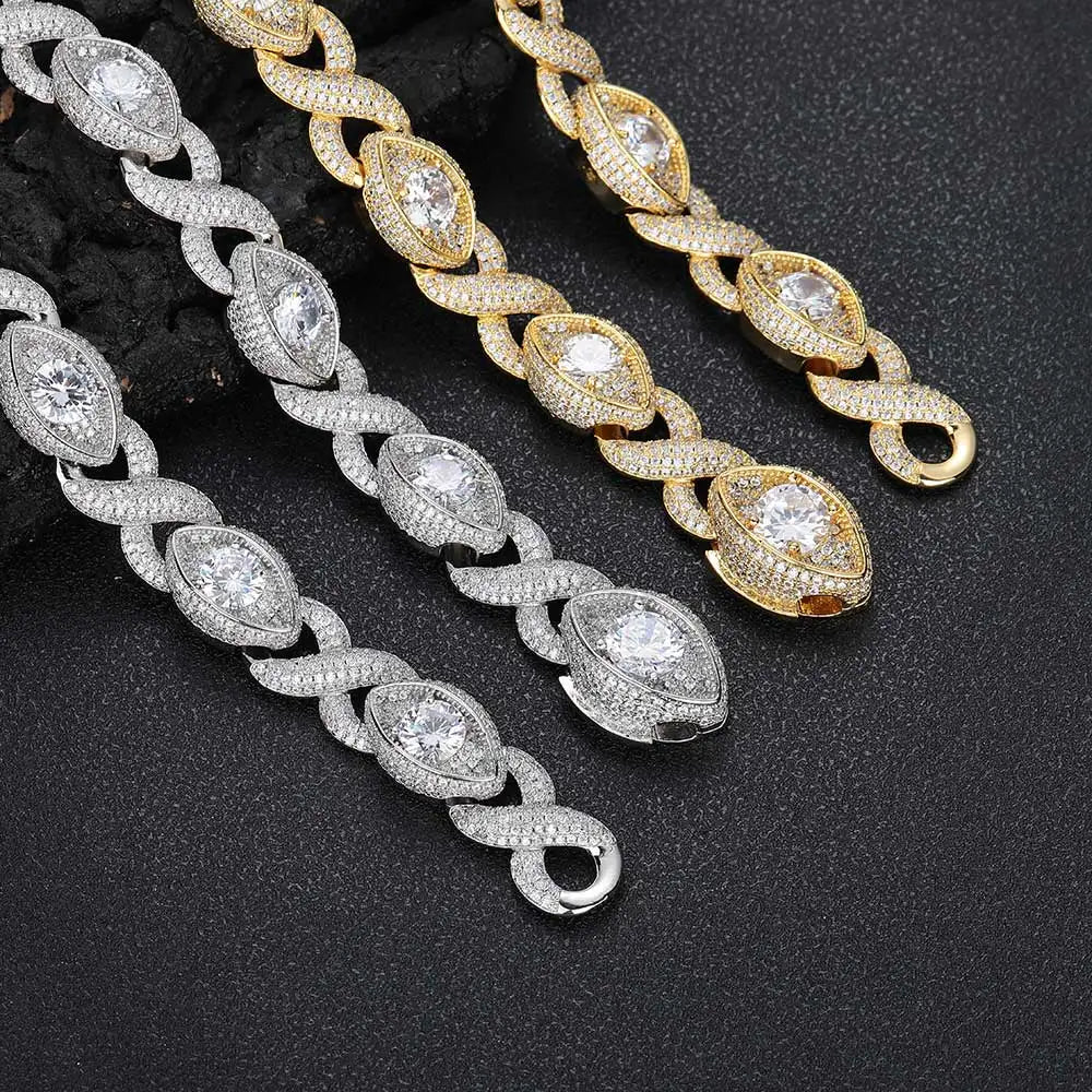 Lustré Moissanite Evil Eye Cut Chain/Bracelet 14k GOLD