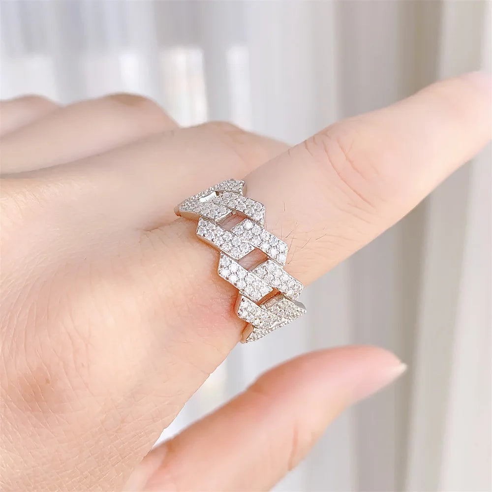 Lustré Moissanite Cuban Link Ring