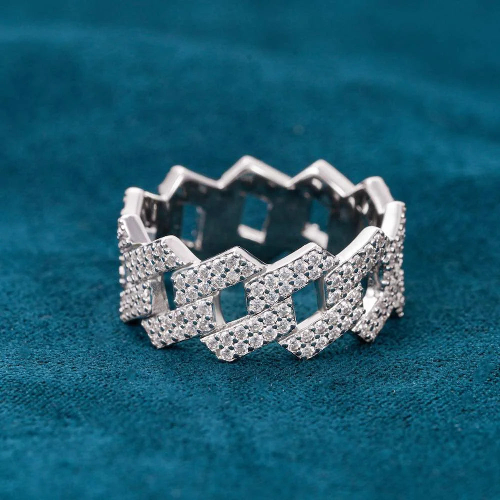 Lustré Moissanite Cuban Link Ring