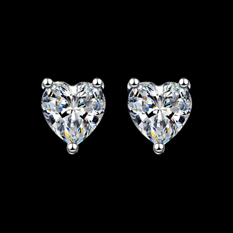 Lustré Moissanite Heart Moissanite Earrings 14k Gold