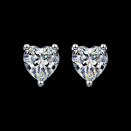 Lustré Moissanite Heart Moissanite Earrings 14k Gold